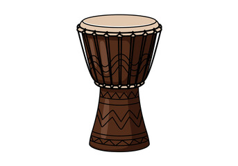 Detailed Illustration of a Traditional African Djembe Drum.