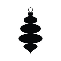Black silhouette of a vintage style christmas ornament with multiple oval shapes