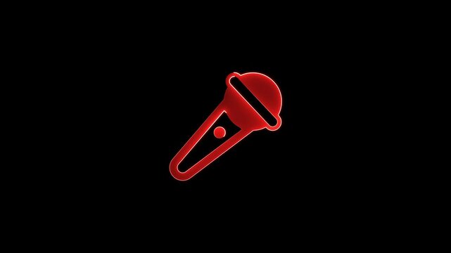 Red microphone icon with glowing outline on black background symbol audio