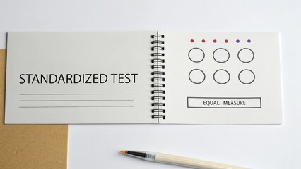 A multiple choice test page with bubbles and a pen