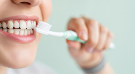Healthy Smile &ndash; Clean White Teeth and Pink Gums with Toothbrush