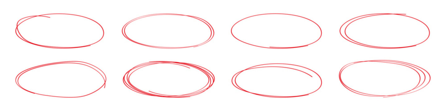 Red marker rings for highlighting important areas. Hand drawn shapes for corrections and warnings. Scribble graphics for visual accent
