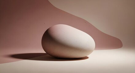 Minimal aesthetic still life with smooth stone on pastel background, soft natural lighting and clean composition, modern zen concept, organic shape balance, elegant abstract simplicity design 8K