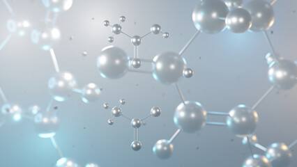 sodium diacetate molecular structure, 3d model molecule, e262 structural chemical formula view from a microscope