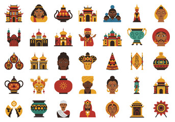 Diverse Cultural Icons: A Collection of Global Heritage Symbols.