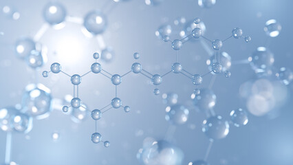 resveratrol molecular structure 3d, polyphenol structural chemical formula view from a microscope