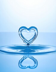 Dynamic watersplash heart-shaped water droplet in a tranquil nature environment high-speed capture
