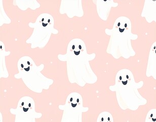 Fantômes mignons style kawaii – illustration Halloween adorable et colorée