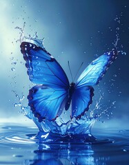 Watersplash event blue gradient butterfly form in nature environment modern commercial aesthetic