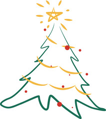 Christmas Tree Line Art with star topper