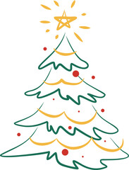 Christmas Tree Line Art with star topper