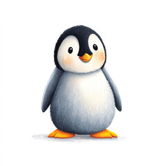 Fototapeta premium Adorable Baby Penguin Cartoon Illustration with Cheerful Expression