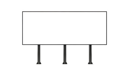 Blank billboard with three legs isolated on transparent background