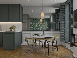 3d render modern living room
