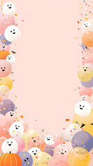 Obraz premium Floating Pastel Bubbles with Tiny Ghosts