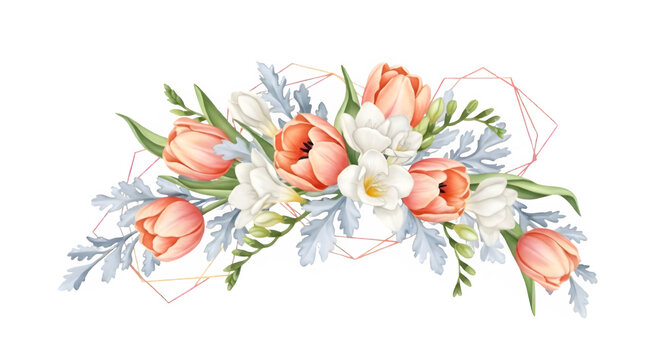 https://gemini.google.com/app/83842927038846e2#:~:text=Watercolor%20Tulip%20and%20Freesia%20Bouquet%20with%20Dusty%20Miller%20and%20Rose%20Gold%20Geometric%20Frame