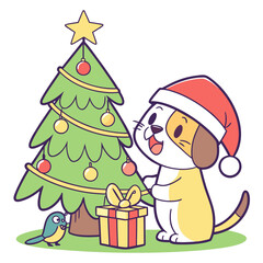 santa claus and christmas tree