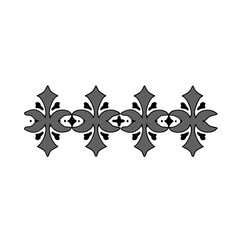 Abstract gothic decorative border with stylized eyes and fleur de lis motifs