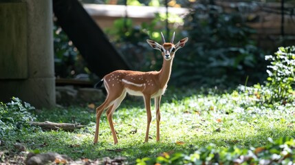 Young gazelle in a zoo enclosure