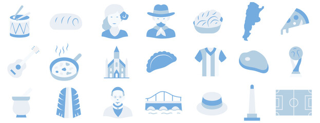 A set of icons dedicated to Argentina. A set of icons in the colors of the national flags. I love Argentina.