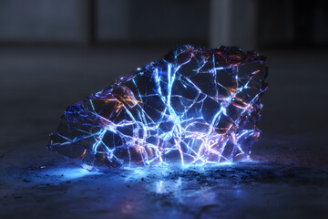 broken holographic interface flickering in the dark creating a futuristic visual metaphor for digital isolation and loneliness