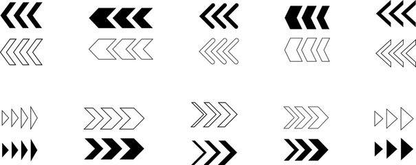 Arrow, cursor, dynamic fast symbol sign. Dynamic moving arrow representing speed, fast, acceleration illustration.