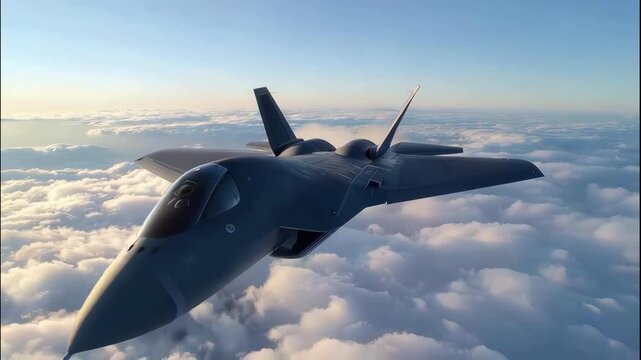F-22 Raptor Soaring Above Clouds - A High-Altitude Flight