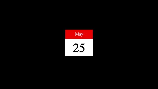 My month 25 date calendar icon animation. Modern design calendar symbol background 4k video.