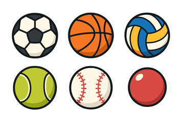 Six distinct sports equipment balls icons collection © icon_art