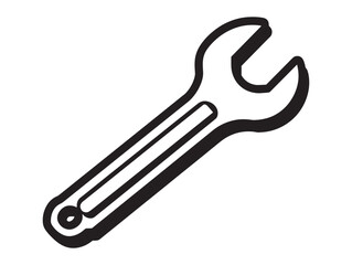 Modern Wrench Icon Flat Design Art