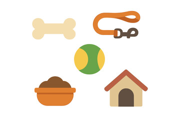 Essential icons for dog care and pet accessories collection