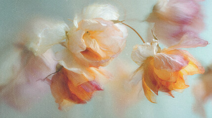 Soft Abstract Motion Blur of Coral Pink Leaves on Light Background