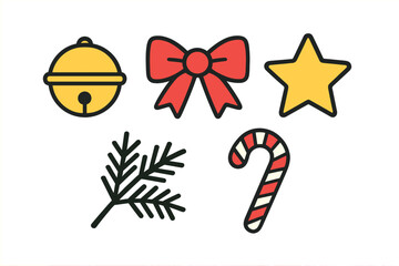 Fototapeta premium Collection of vibrant holiday and Christmas decorative symbols