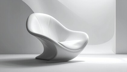 Elegant white designer lounge chair in a minimalist setting