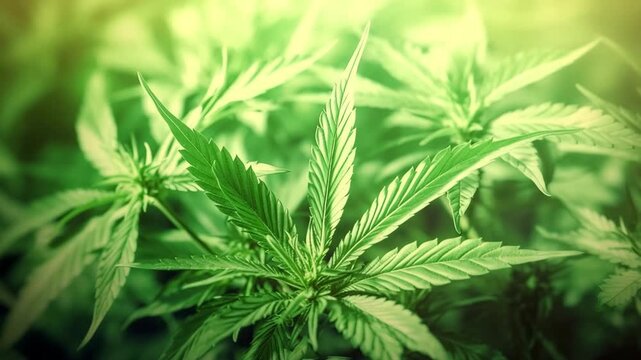 Traditional species marijuana in bright leaves