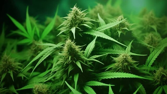 Traditional species marijuana in bright leaves