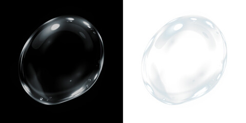Transparent water droplet overlay on contrasting backgrounds, showcasing reflections and...