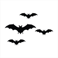Spooky black bats flying silhouettes against a for halloween decorations