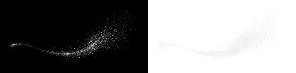 Abstract glittering sparkles overlay on contrasting black and white backgrounds, creating a dynamic visual effect for creative design projects and artistic compositions