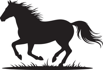 Horse running black silhouette vector illustration, horse, animal, vector, farm, running, animals, outline.