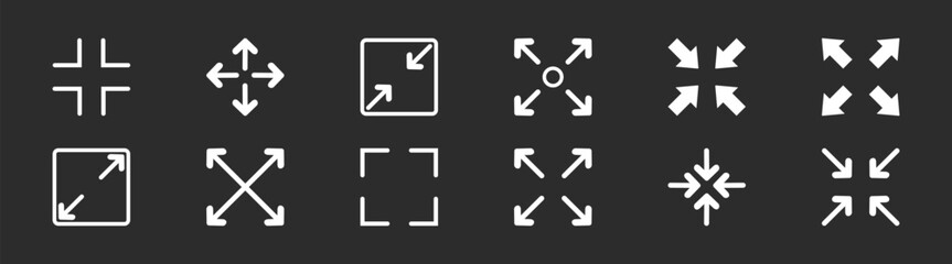 Expand screen line icon, full size display vector symbol, enlarge window interface button, digital app vector illustration