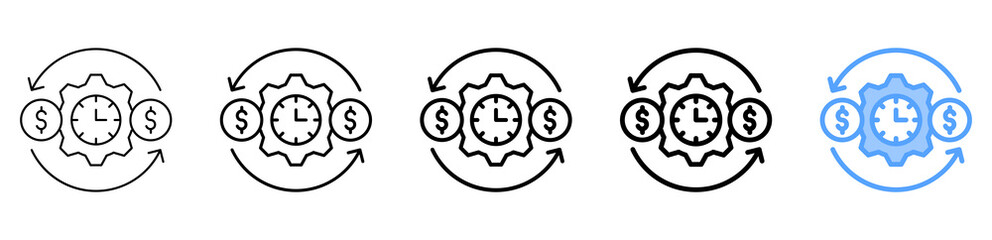 Business Efficiency Icon Different Style Outline Collection Set 