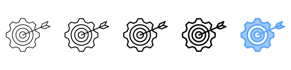 Goal Management Icon Different Style Outline Collection Set 
