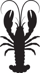 Poisonous silhouette vector illustration of a crayfish or lobster with claws on a white background, suitable for a sea animal symbol or seafood.