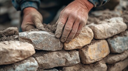 Master Stone Mason at Work: Constructing a Durable Stone Wall