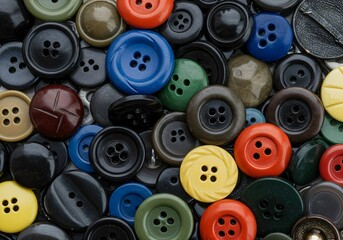 Close Up of Colorful Buttons Collection