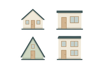 Four modern residential buildings set featuring various architectural styles