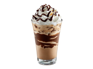 Chocolate coffee beverage with whipped cream and drizzle image, Isolated, Png Transparent Background