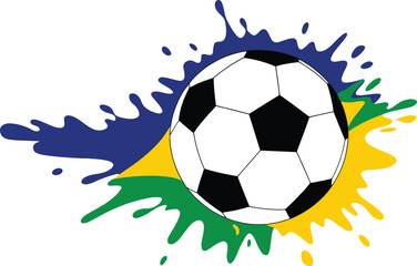 Fototapeta premium Soccer Ball Vector Illustration with Colorful Paint Splatter Design