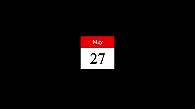 June month 27 date calendar icon animation. Modern design calendar symbol background 4k video.